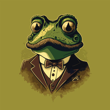 Hipster frog animal vector art illustration
