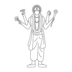 indian god lord vishnu. ethnic deity of Hinduism mythology. vector illustration design - obrazy, fototapety, plakaty