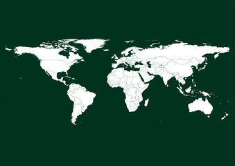 Obraz na płótnie Canvas Vector world map - with Dark Green color borders on background in Dark Green color. Download now in eps format vector or jpg image.