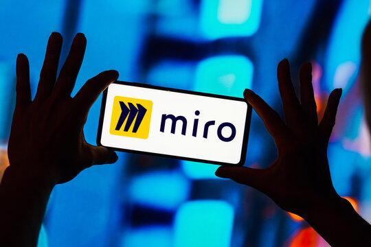 March 6, 2023, Brazil. In this photo illustration, the Miro logo seen displayed on a smartphone.
