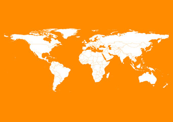 Vector world map - with Dark Orange color borders on background in Dark Orange color. Download now in eps format vector or jpg image.