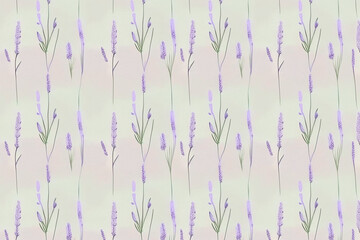 Small lavender blooming flowers, floral pattern, AI