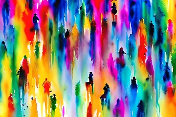 Abstract People, Not Real People. Human Diversity Concept. Watercolor Design Illustration. Generative AI