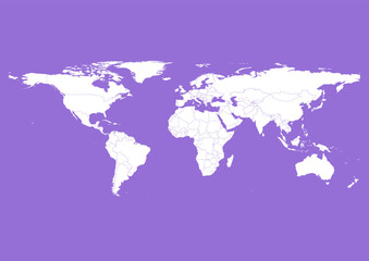 Fototapeta na wymiar Vector world map - with Dark Pastel Purple color borders on background in Dark Pastel Purple color. Download now in eps format vector or jpg image.