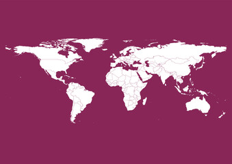 Vector world map - with Dark Raspberry color borders on background in Dark Raspberry color. Download now in eps format vector or jpg image.