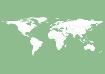 Fototapeta na wymiar Vector world map - with Dark Sea Green color borders on background in Dark Sea Green color. Download now in eps format vector or jpg image.