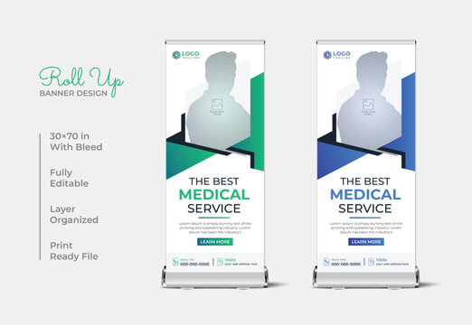 Modern healthcare roll up banner  design