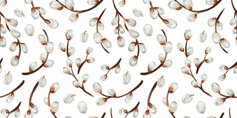 Willow twig seamless pattern background