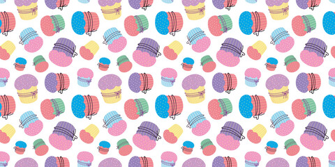 Cupcake seamless pattern. Easter cake background