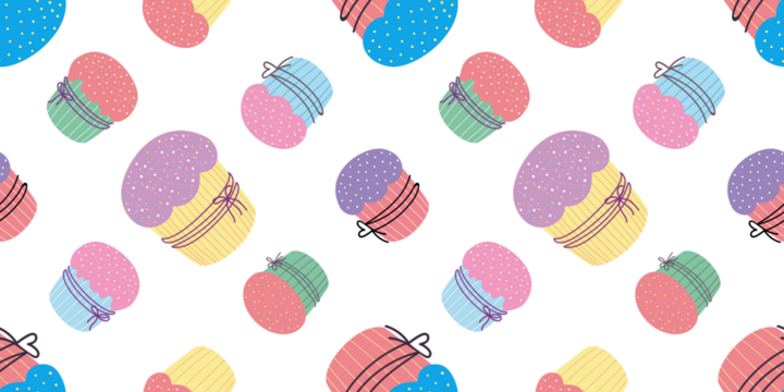 Cupcake seamless pattern. Easter cake background - Powered by Adobe