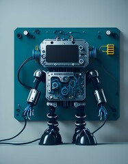 A metal robot and an electronic board , Generated Ai