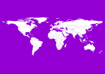 Fototapeta na wymiar Vector world map - with Dark Violet color borders on background in Dark Violet color. Download now in eps format vector or jpg image.