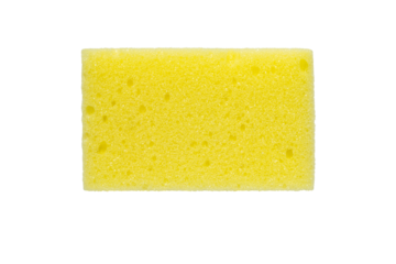 Yellow kitchen sponge for washing dishes isolated on white background