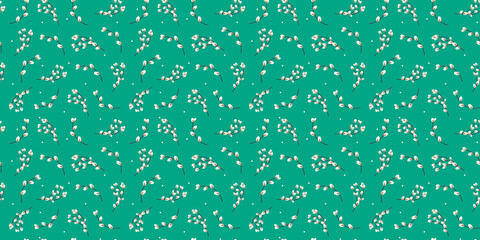 Easter spring seamless pattern with willow twigs