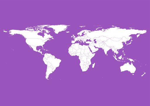 Vector world map - with Deep Lilac color borders on background in Deep Lilac color. Download now in eps format vector or jpg image.