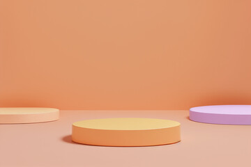 Minimal scene with podium and abstract background. geometric shapes. pastel colors scene. minimal 3d rendering
