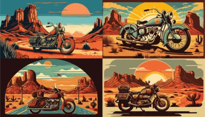Gordijnen Exploring the Desert on a Vintage Motorcycle  © George Fontana