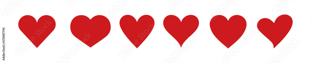 Poster red heart icons set vector 10 eps.