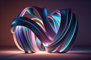 3d render, colorful background or headerwith abstract shape glowing in ultraviolet spectrum, curvy neon lines. Futuristic energy concept