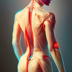 Muscles du dos Anatomie, generative ia - obrazy, fototapety, plakaty