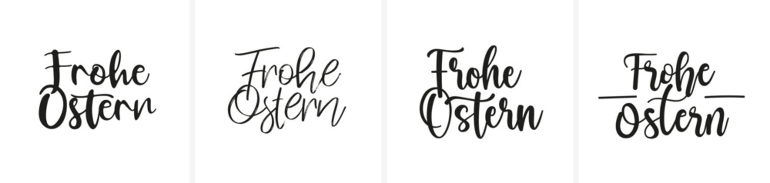 "Frohe Ostern" in Kalligraphie- bzw. Sch&ouml;nschrift; alle Buchstaben einzeln ausw&auml;hlbar