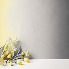 Spring Background in Yellow and Gray Style with Copy Space for Text - Yellow and Gray Spring Wallpapers Series - Yellow and Gray Copy Space Spring Backdrop created with Generative AI technology