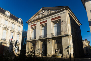 Obraz premium View of the town hall in the city of Bourg-de-Bresse, the facade of which is listed as a historical monument, France