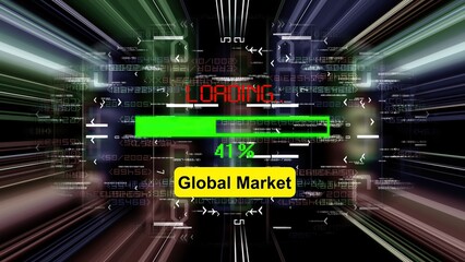 Global market loading progress bar on the screen