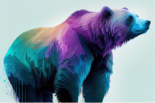 Beautiful bear in purple til tones