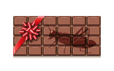 Geschenk Schokolade mit Insekten - Heuschrecke, Kakerlake usw,
Vektor illustration isoliert auf weißem Hintergrund

