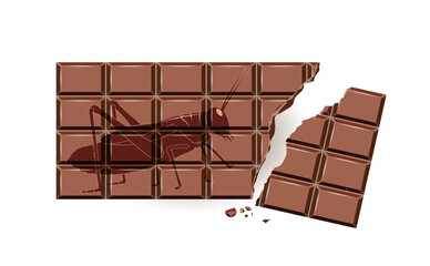 Schokolade mit Insekten - Heuschrecke, Kakerlake usw,
Vektor illustration isoliert auf weißem Hintergrund
