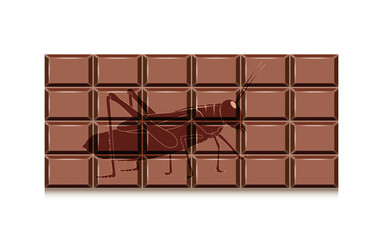 Schokolade mit Insekten - Heuschrecke, Kakerlake usw,
Vektor illustration isoliert auf weißem Hintergrund

