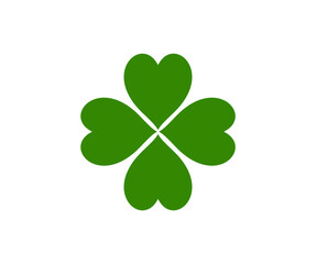 Four leaf clover logo design. Clover silhouette. Clover shamrock leaf seamless. Web site page and mobile app design vector element. Green clover icon vector design and illustration.


