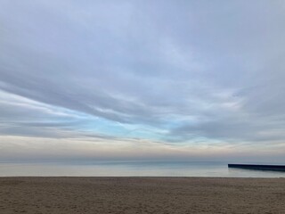 Peaceful gloomy morning on the lake