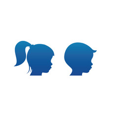 Girl and boy side profile head drawing. Vector
