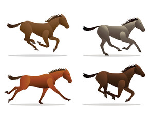 Galloping horses set of 4