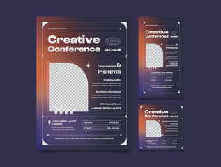 Creative Conference Flyer Set print template