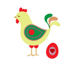 Humble chicken hen with eggs