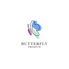 Vector butterfly logo design with simple and elegant monoline vector illustration