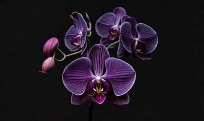  a close up of a purple flower on a black background with a black background and a black background with a black background and a purple flower in the center.  generative ai