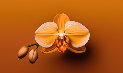  a yellow and white flower on a brown background with a brown background and a brown background with a white and yellow flower on the top of the flower.  generative ai