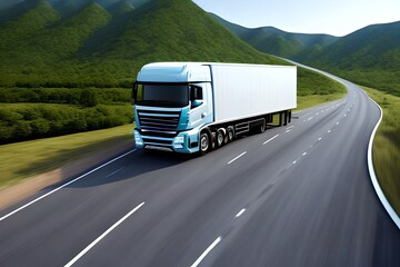 Concept Of Global Medical And Global Road Transport, Transport By Truck On The Road, Global Logistics. Generative AI