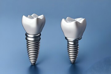 Dental Implant Model With Screw Near Healthy Tooth. Generative AI