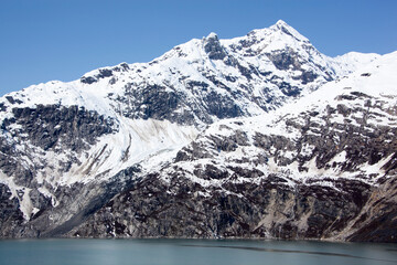 Glacier Bay National Park Snowy Mountain In Late Spring