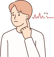 Unhealthy man suffer from hearing disability