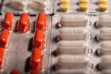 Plastic blisters with various medications