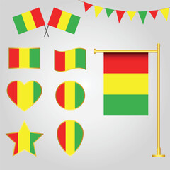 Vector collection of Guinea flag emblems and icons in different shapes vector illustration of Guinea