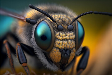 Photorealistic illustration of a Honey bee. Generative AI.