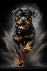 Obraz premium Active Rottweiler Front View Running Active Dog Month April 2023