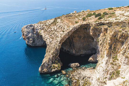 Tourist destinations in Malta. Caves to explore. Only for the brave. High image quality. High quality photo
